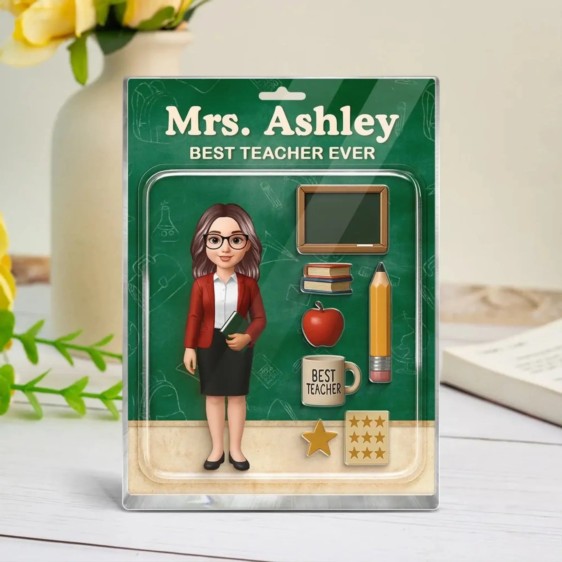 Teacher Action Figure Personalized Acrylic Block, Back To School Gift, Teacher Appreciation Gift  Ezcustomize