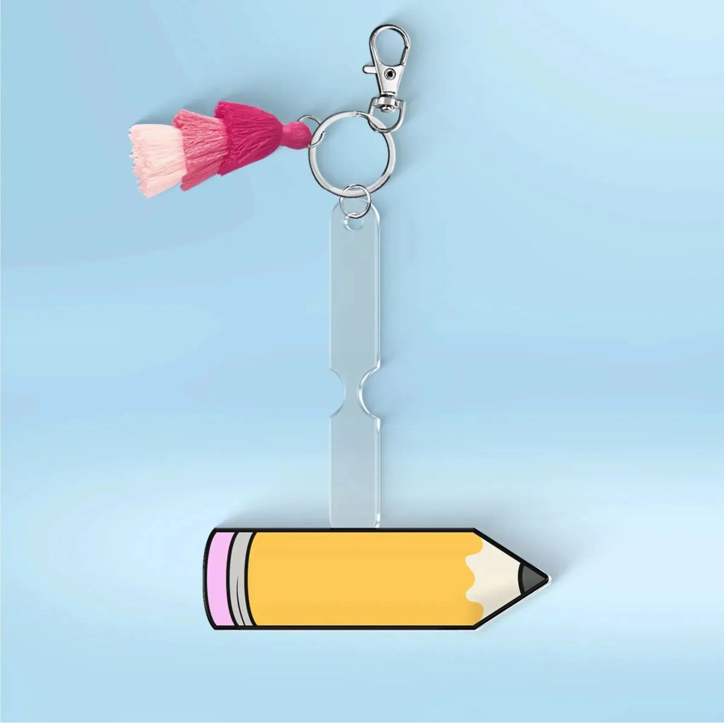 Teacher Sitting On Pencil – Personalized 2-Layer Acrylic Keychain – Custom Back To School Gift for Teachers, Classroom Accessories  Ezcustomize