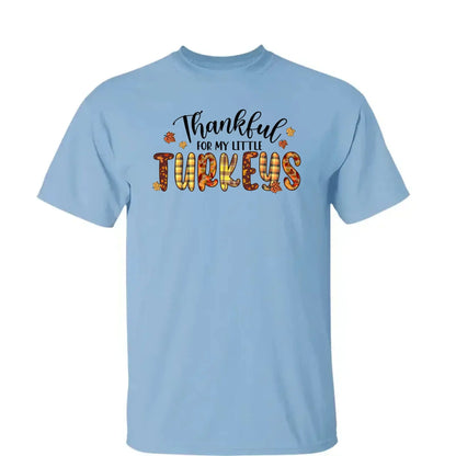 Thankful For My Little TurKeys - Personalized Custom T Shirt - Thanksgiving Gift For Grandma/Nana/Mimi, Mom, Wife, Grandparent  Ezcustomize