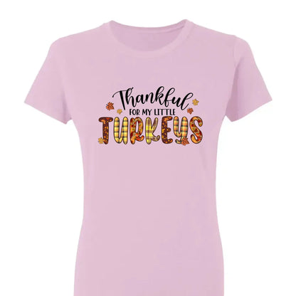 Thankful For My Little TurKeys - Personalized Custom T Shirt - Thanksgiving Gift For Grandma/Nana/Mimi, Mom, Wife, Grandparent  Ezcustomize