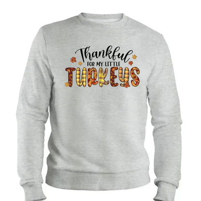 Thankful For My Little TurKeys - Personalized Custom T Shirt - Thanksgiving Gift For Grandma/Nana/Mimi, Mom, Wife, Grandparent  Ezcustomize