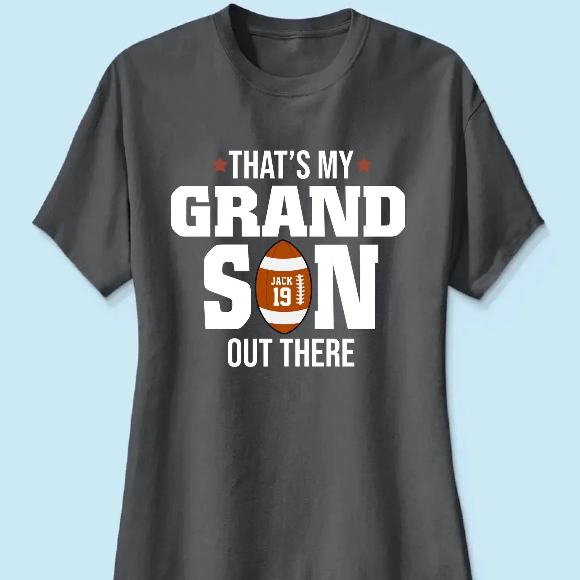 That’s My Grandson Out There Shirt – Personalized T-Shirt – Custom Football Gift for Sport Grandma, Mama, or Family Fans  Ezcustomize