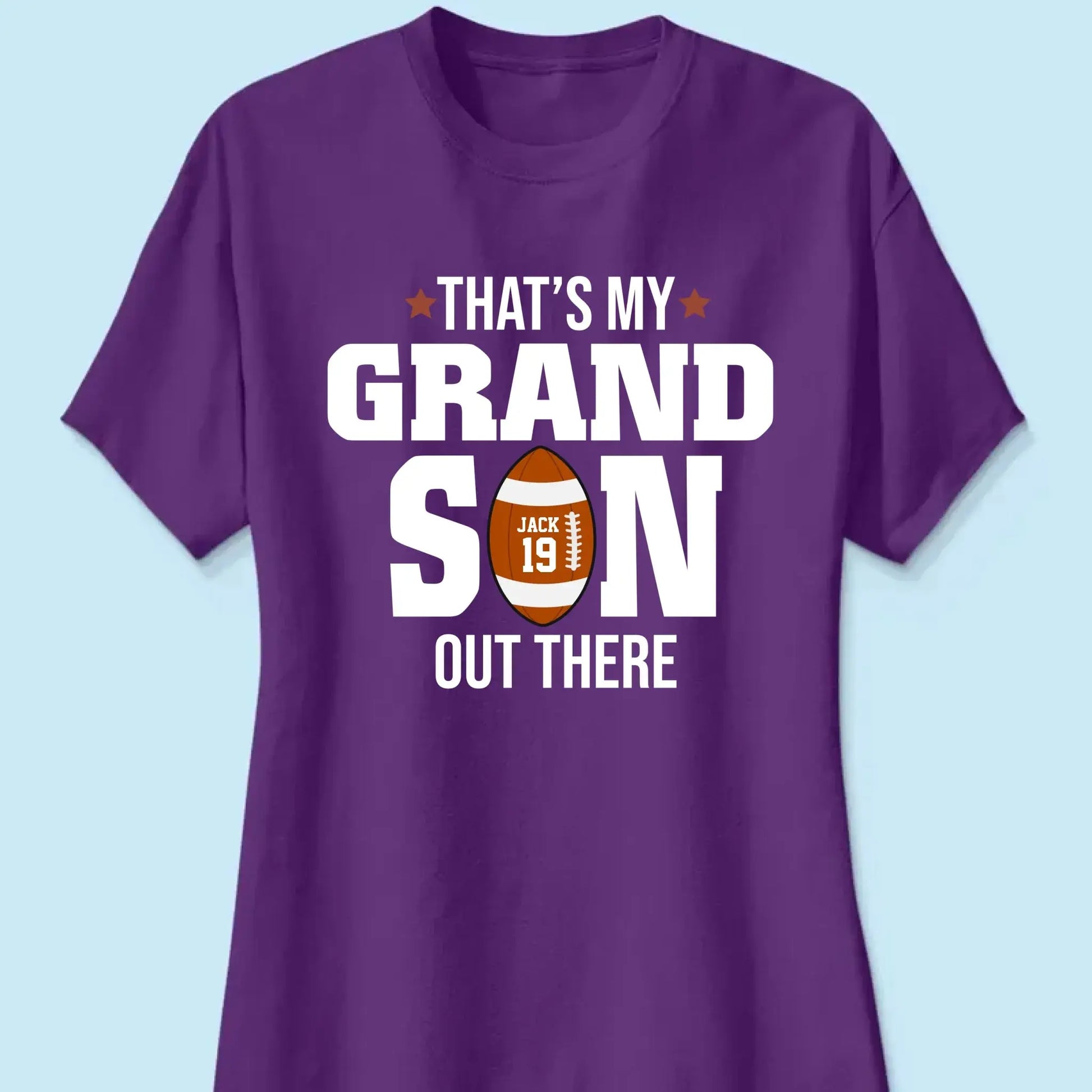 That’s My Grandson Out There Shirt – Personalized T-Shirt – Custom Football Gift for Sport Grandma, Mama, or Family Fans  Ezcustomize