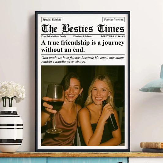 The BFF Times Newspaper Design – Personalized Photo Poster/Canvas – Fun Custom Gift for Best Friends, Besties & Soul Sisters  Ezcustomize