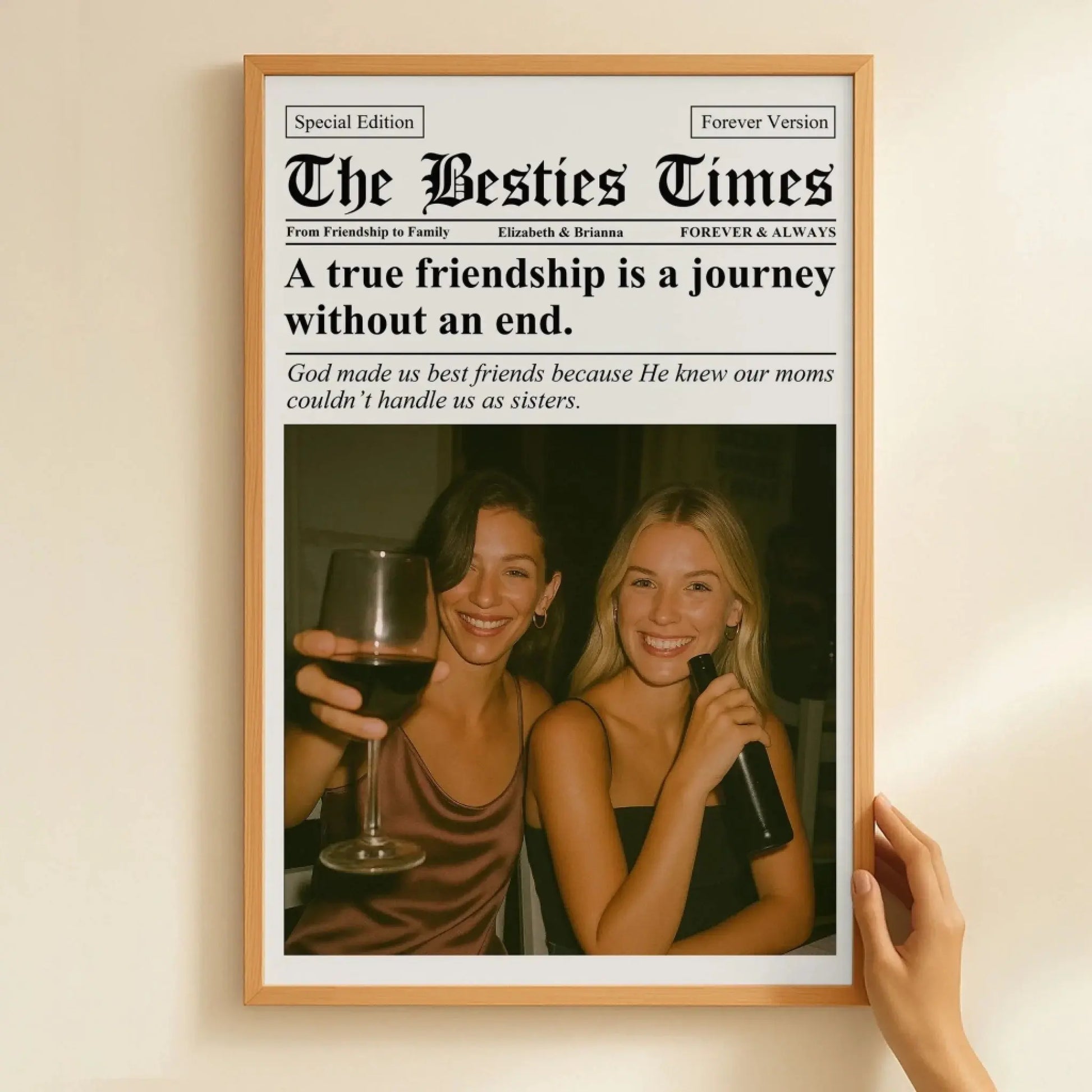 The BFF Times Newspaper Design – Personalized Photo Poster/Canvas – Fun Custom Gift for Best Friends, Besties & Soul Sisters  Ezcustomize