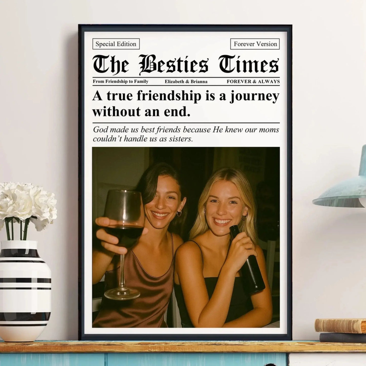 The BFF Times Newspaper Design – Personalized Photo Poster/Canvas – Fun Custom Gift for Best Friends, Besties & Soul Sisters  Ezcustomize