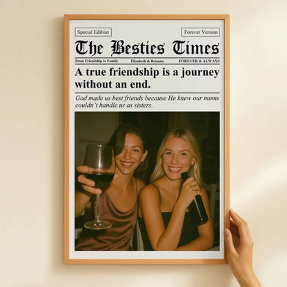 The BFF Times Newspaper Design – Personalized Photo Poster/Canvas – Fun Custom Gift for Best Friends, Besties & Soul Sisters  Ezcustomize