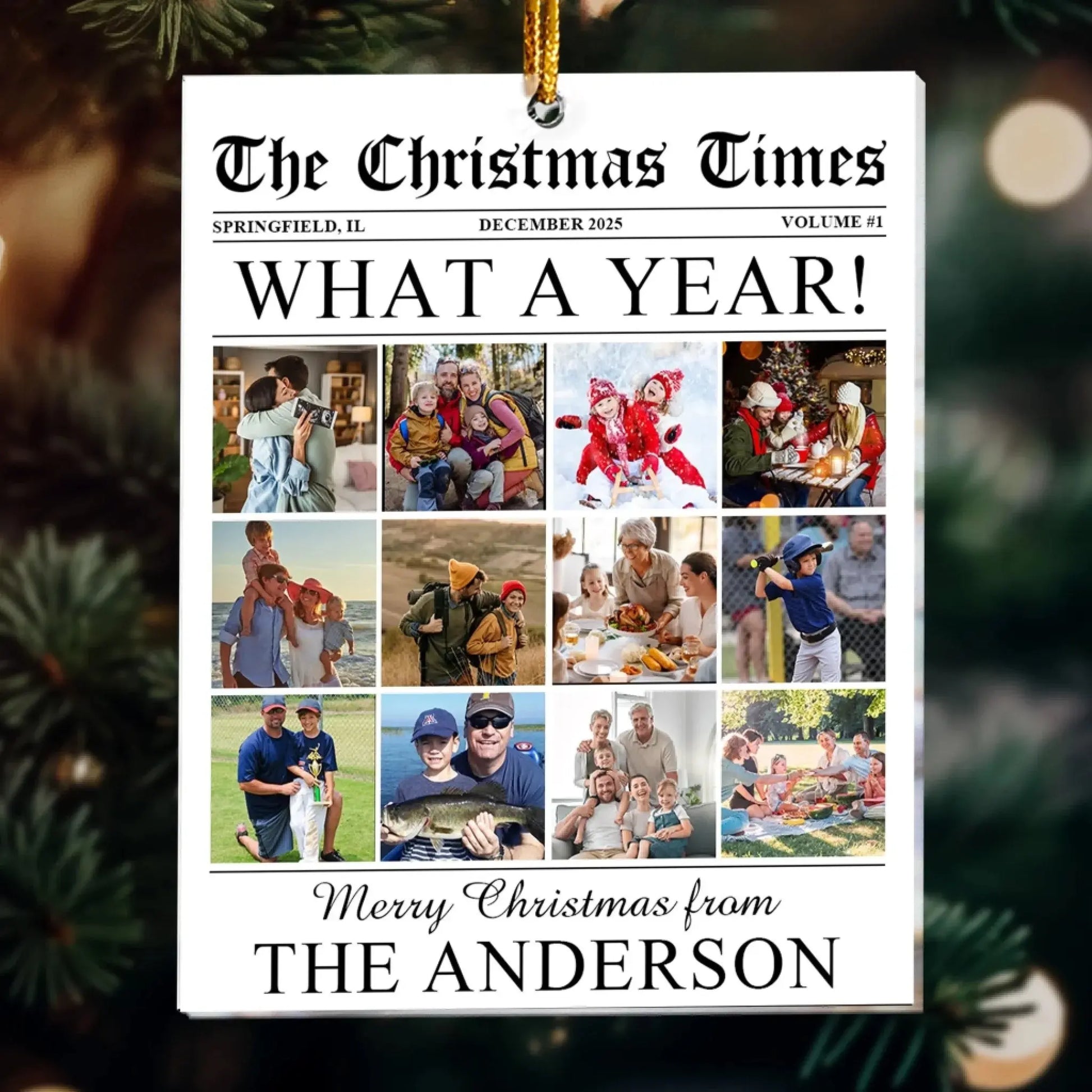 The Christmas Times - What A Year Newspaper - Personalized Acrylic Photo Ornament  Ezcustomize