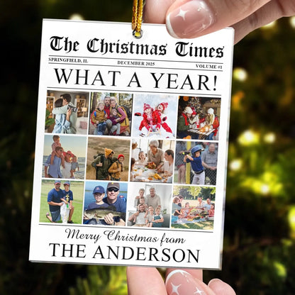 The Christmas Times - What A Year Newspaper - Personalized Acrylic Photo Ornament  Ezcustomize