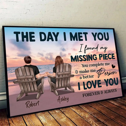 The Day I Met You – Personalized Couple Poster/Canvas, Custom Quote Wall Art, Romantic Gift for Anniversary, Him or Her  Ezcustomize