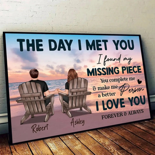 The Day I Met You – Personalized Couple Poster/Canvas, Custom Quote Wall Art, Romantic Gift for Anniversary, Him or Her  Ezcustomize