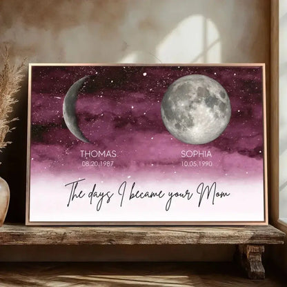 The Day You Became Mom with Birth Moon Phase – Personalized Starry Night Poster/Canvas – Heartfelt Gift for Mother’s Day & Mom’s Birthday  Ezcustomize