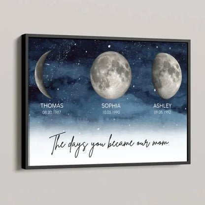 The Day You Became Mom with Birth Moon Phase – Personalized Starry Night Poster/Canvas – Heartfelt Gift for Mother’s Day & Mom’s Birthday  Ezcustomize