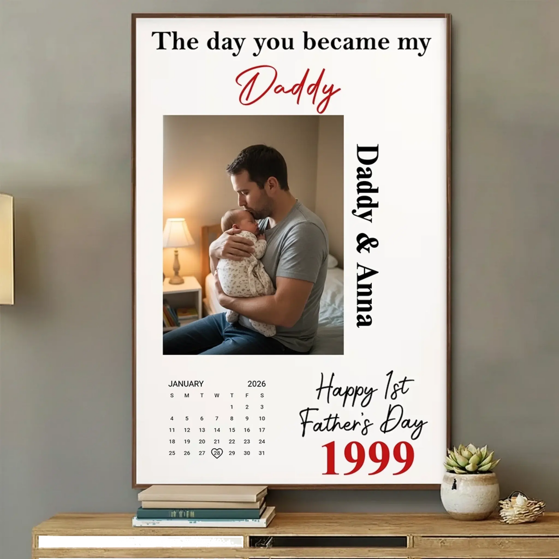 The Day You Became My Daddy First Father’s Day – Personalized Photo Poster Wall Art Print – Heartfelt First Father’s Day Gift for Dad  Ezcustomize