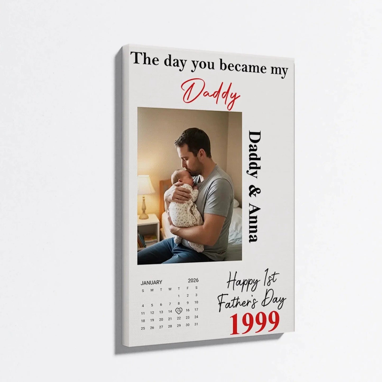 The Day You Became My Daddy First Father’s Day – Personalized Photo Poster Wall Art Print – Heartfelt First Father’s Day Gift for Dad  Ezcustomize