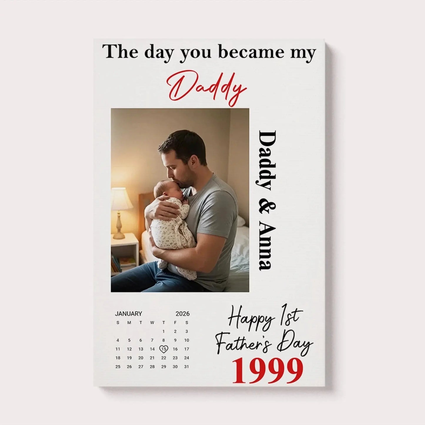 The Day You Became My Daddy First Father’s Day – Personalized Photo Poster Wall Art Print – Heartfelt First Father’s Day Gift for Dad  Ezcustomize