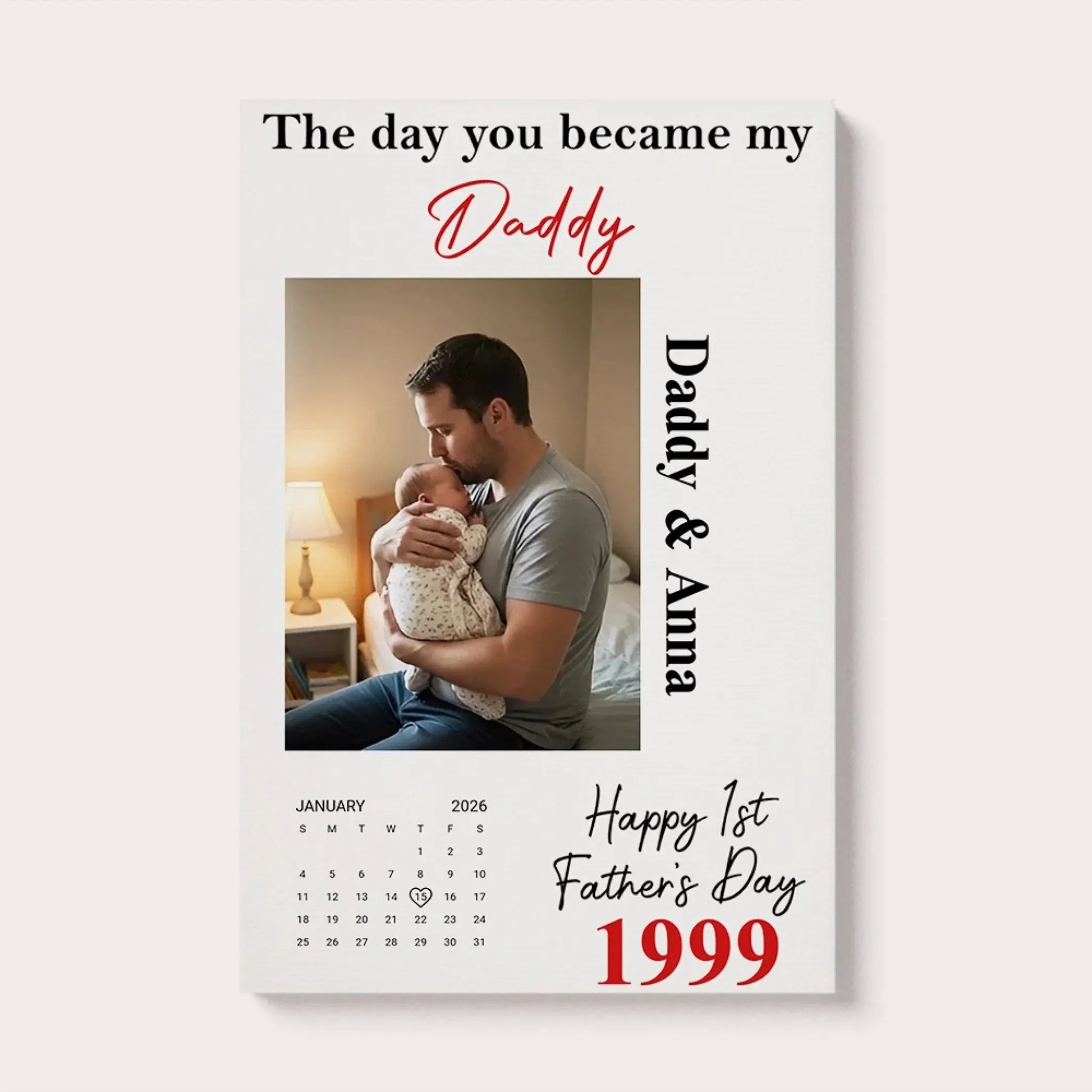 The Day You Became My Daddy First Father’s Day – Personalized Photo Poster Wall Art Print – Heartfelt First Father’s Day Gift for Dad  Ezcustomize