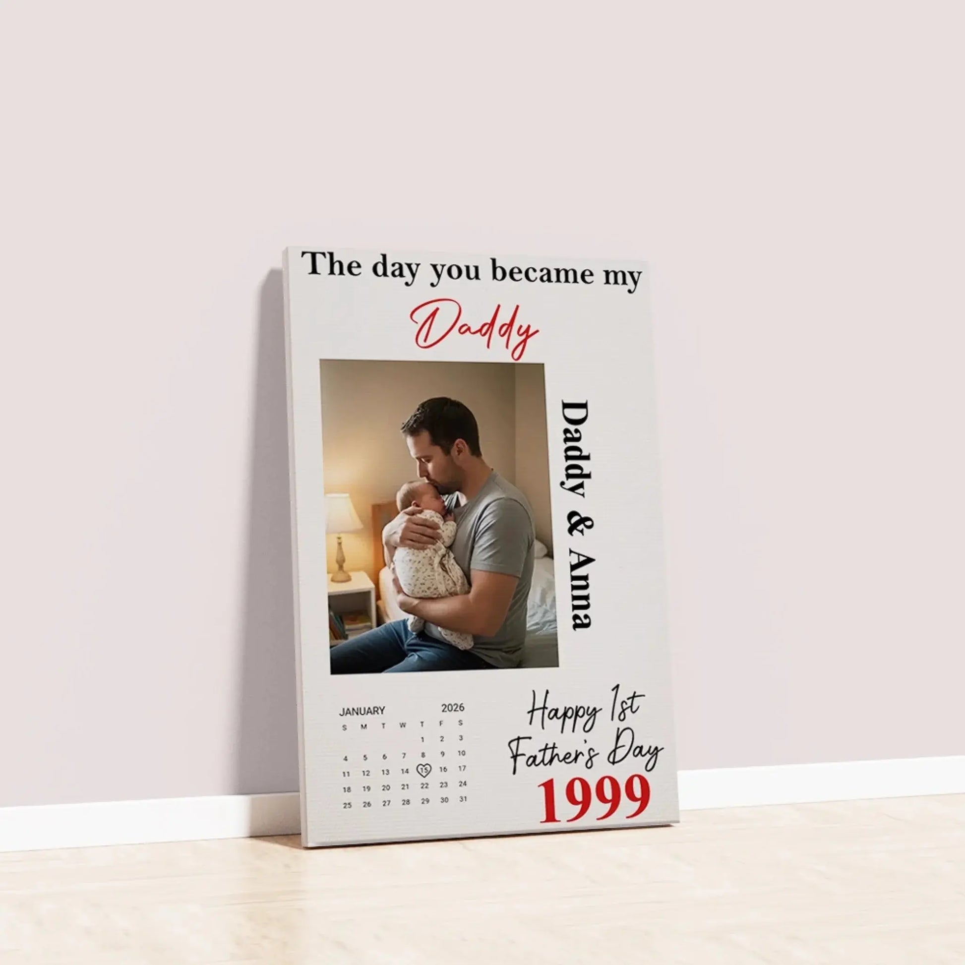 The Day You Became My Daddy First Father’s Day – Personalized Photo Poster Wall Art Print – Heartfelt First Father’s Day Gift for Dad  Ezcustomize