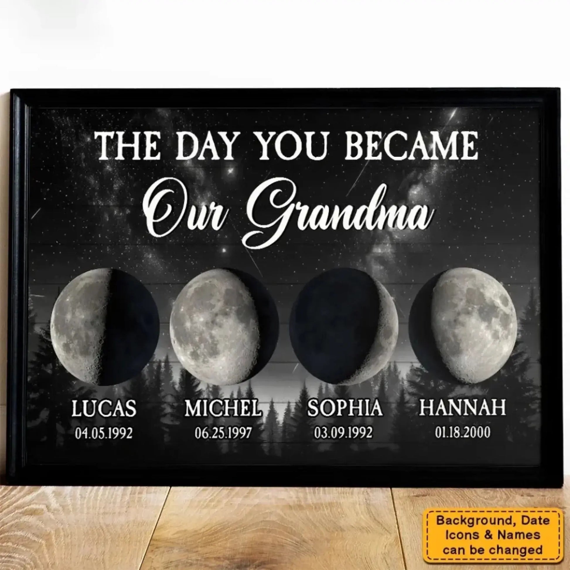 The Day You Became a Mom Starry Night Moon Phase Art – Personalized Poster/Canvas – Custom Mother’s Day Gift for Mom or Grandma  Ezcustomize
