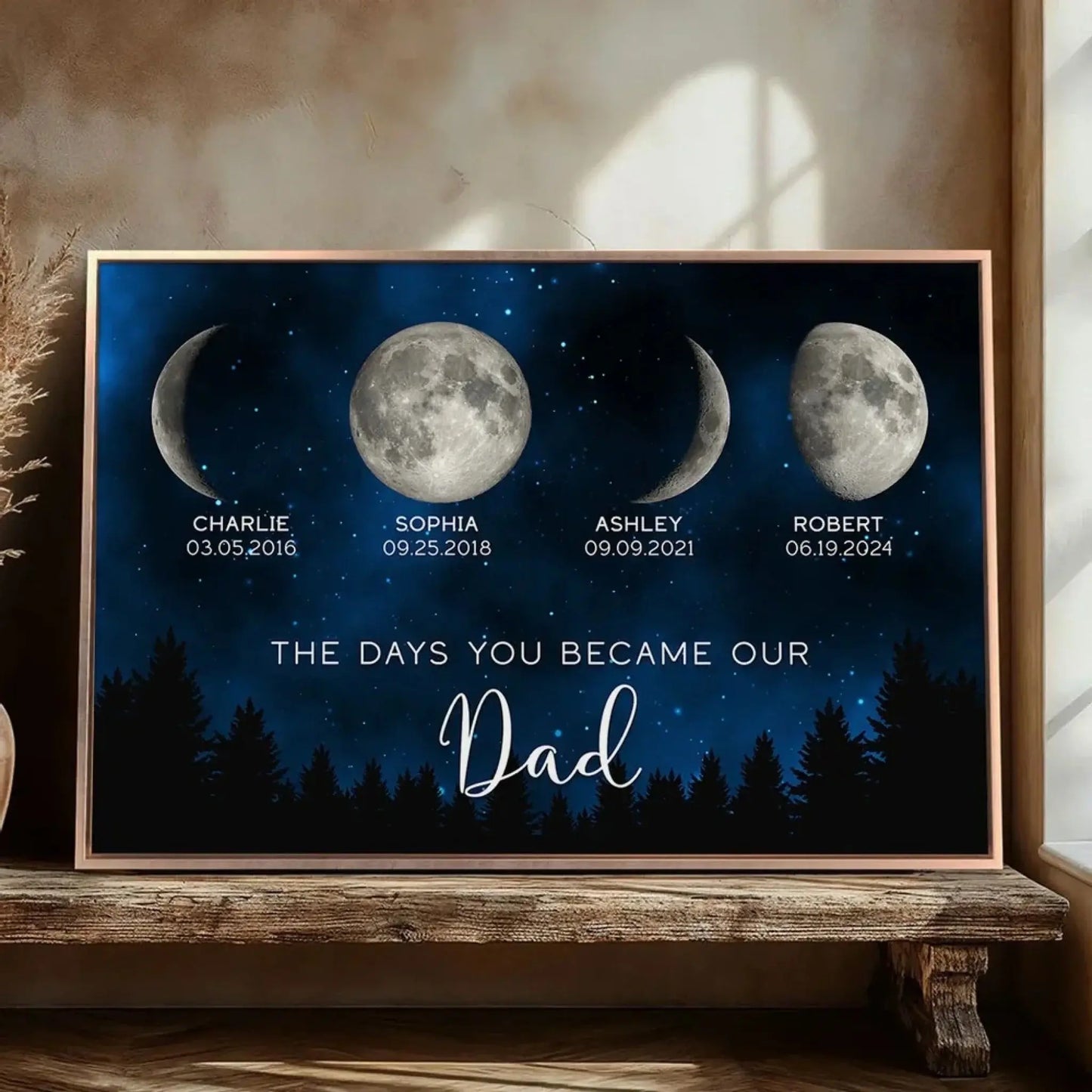 The Days You Became Our Dad – Custom Moon Phase Poster, Personalized Father's Day Gift with Kids’ Birth Dates  Ezcustomize