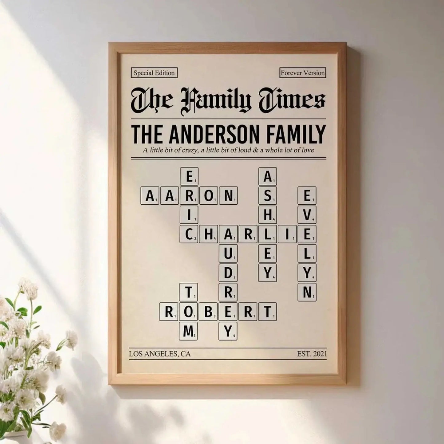 The Family Times Crossword Puzzle – Personalized Newspaper Style Poster – Unique Home Décor Keepsake & Heartfelt Gift for Families  Ezcustomize
