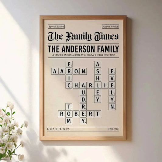The Family Times Crossword Puzzle – Personalized Newspaper Style Poster – Unique Home Décor Keepsake & Heartfelt Gift for Families  Ezcustomize