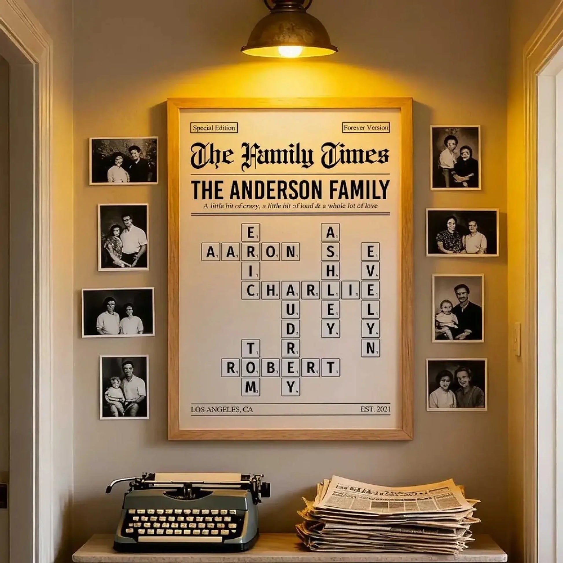 The Family Times Crossword Puzzle – Personalized Newspaper Style Poster – Unique Home Décor Keepsake & Heartfelt Gift for Families  Ezcustomize