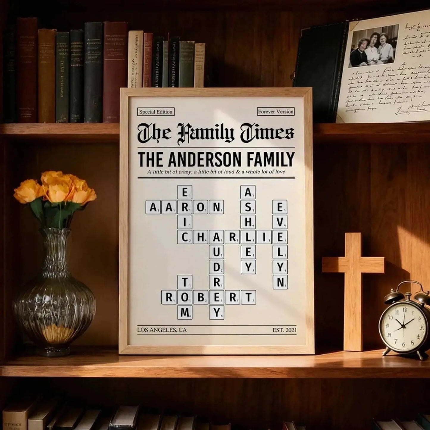 The Family Times Crossword Puzzle – Personalized Newspaper Style Poster – Unique Home Décor Keepsake & Heartfelt Gift for Families  Ezcustomize