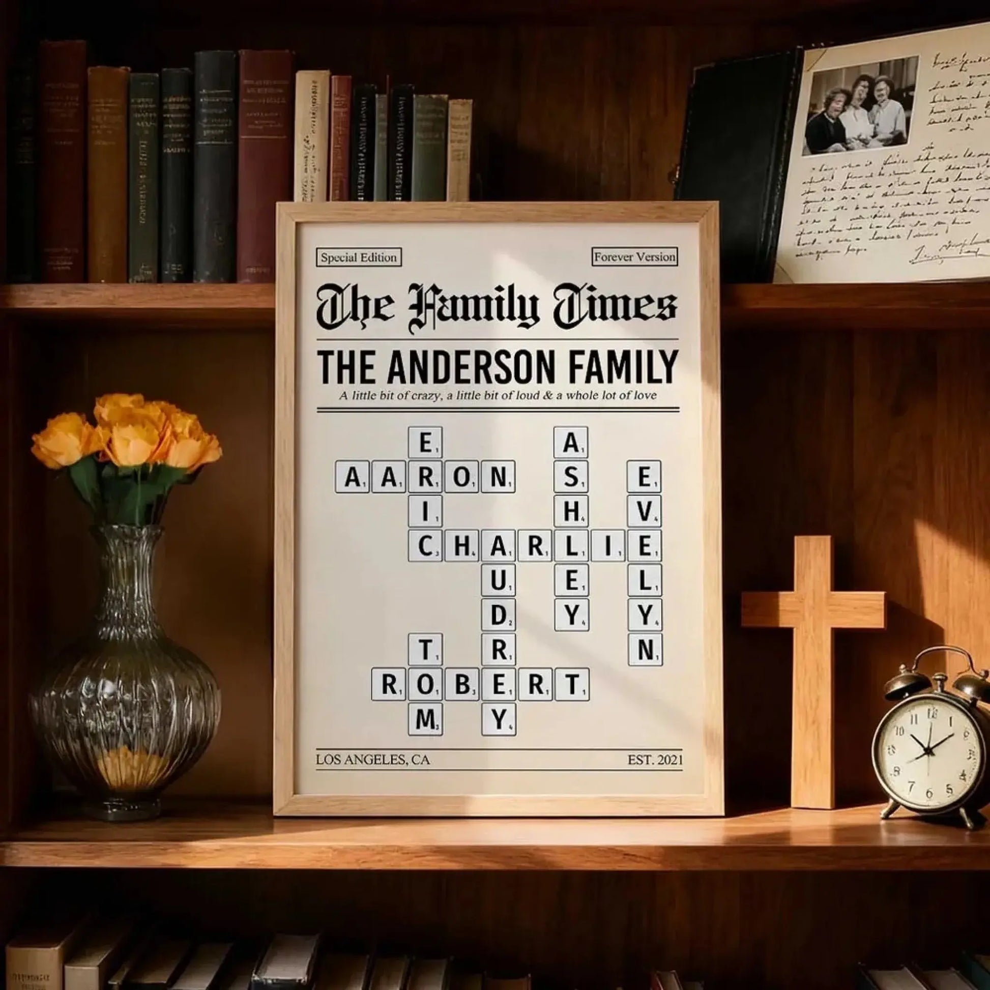 The Family Times Crossword Puzzle – Personalized Newspaper Style Poster – Unique Home Décor Keepsake & Heartfelt Gift for Families  Ezcustomize