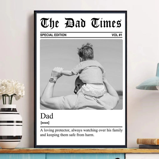 The Father’s Day Times, Photo Print with Dad/Grandpa Definition – Personalized Poster/Canvas  – Custom Gift for Father’s Day  Ezcustomize