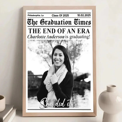 The Graduation Times Poster – Custom Newspaper Style Graduation Gift with Photo & Personal Details  Ezcustomize