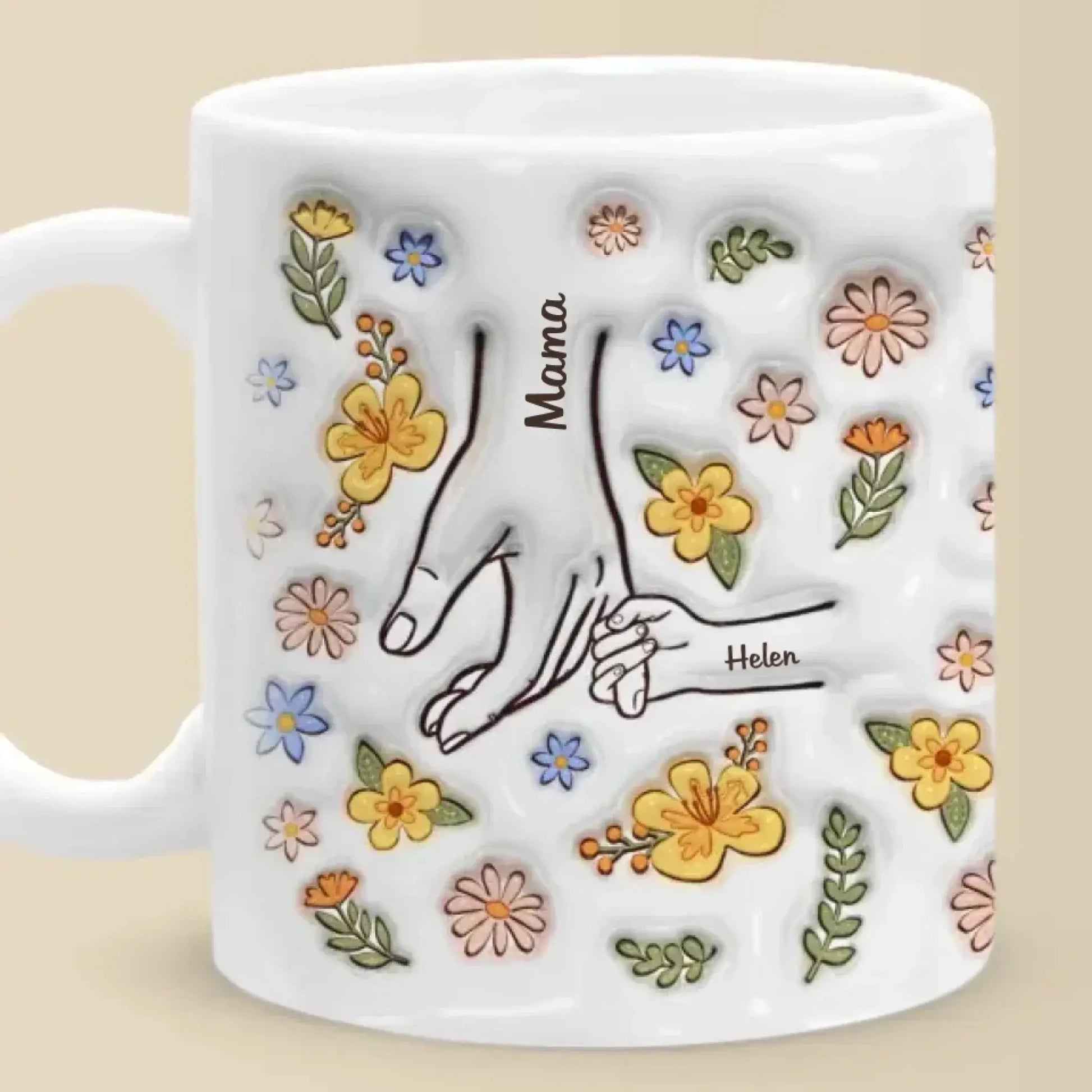 The Heart of the Family Personalized 3D Mug – Custom Hand & Name Gift for Mom, Grandma, or Nana  Ezcustomize