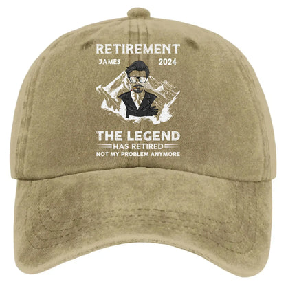 The Legend Has Retired – Personalized Washed Denim Cap – Funny Retirement Gift for Men, Grandpa, Papa  Ezcustomize
