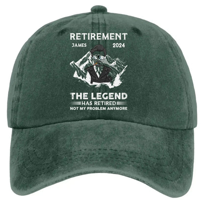 The Legend Has Retired – Personalized Washed Denim Cap – Funny Retirement Gift for Men, Grandpa, Papa  Ezcustomize