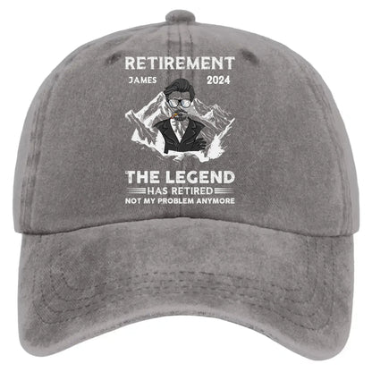 The Legend Has Retired – Personalized Washed Denim Cap – Funny Retirement Gift for Men, Grandpa, Papa  Ezcustomize