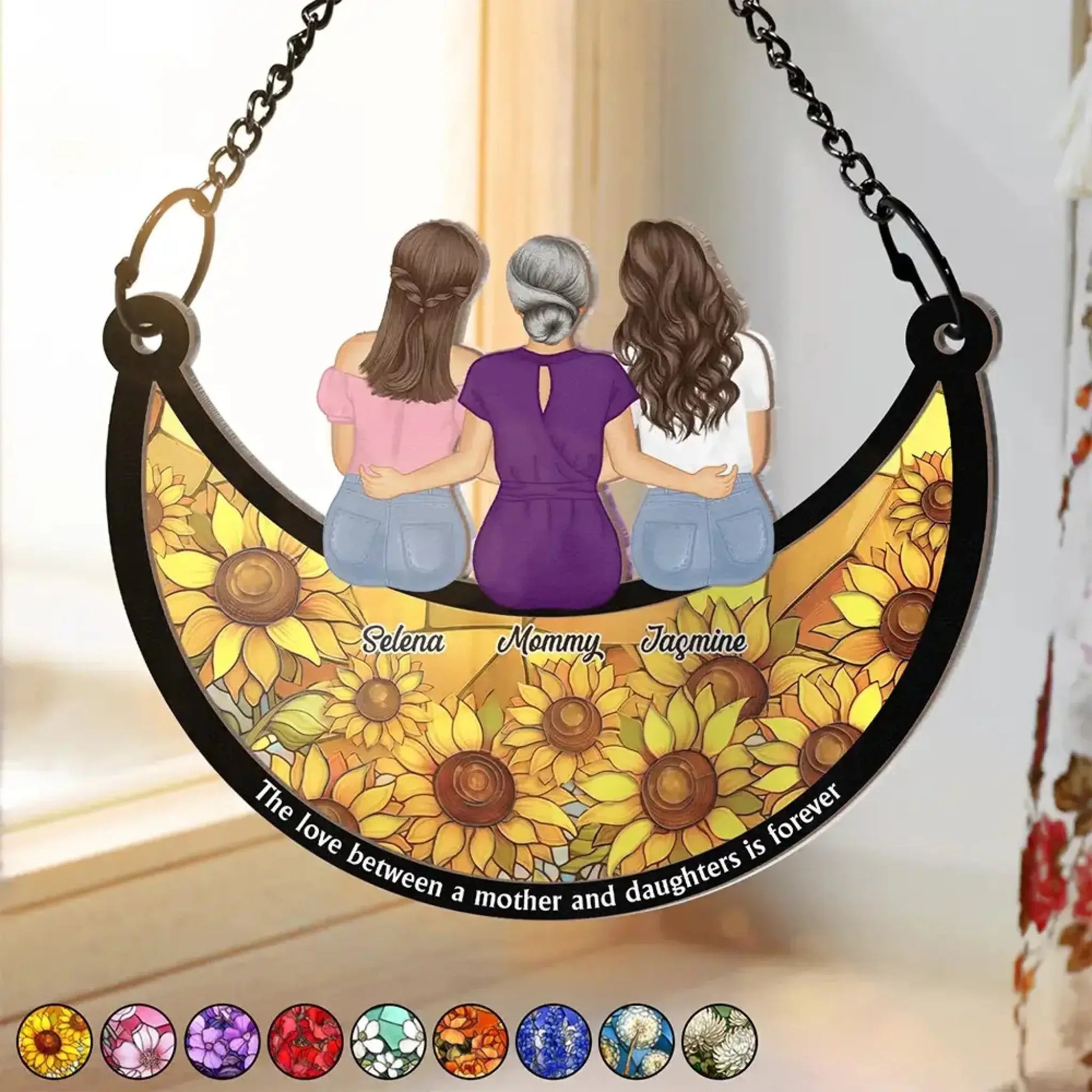 The Love Between A Mother and Daughters  Is Forever – Personalized Window Hanging Suncatcher Ornament – Meaningful Birthday & Mother’s Day Gift for Mom or Daughter  Ezcustomize