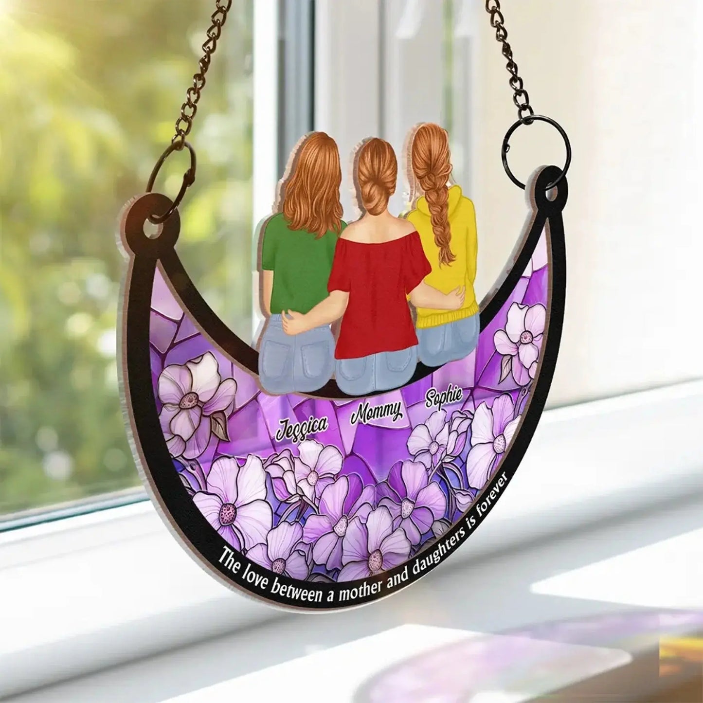 The Love Between A Mother and Daughters  Is Forever – Personalized Window Hanging Suncatcher Ornament – Meaningful Birthday & Mother’s Day Gift for Mom or Daughter  Ezcustomize