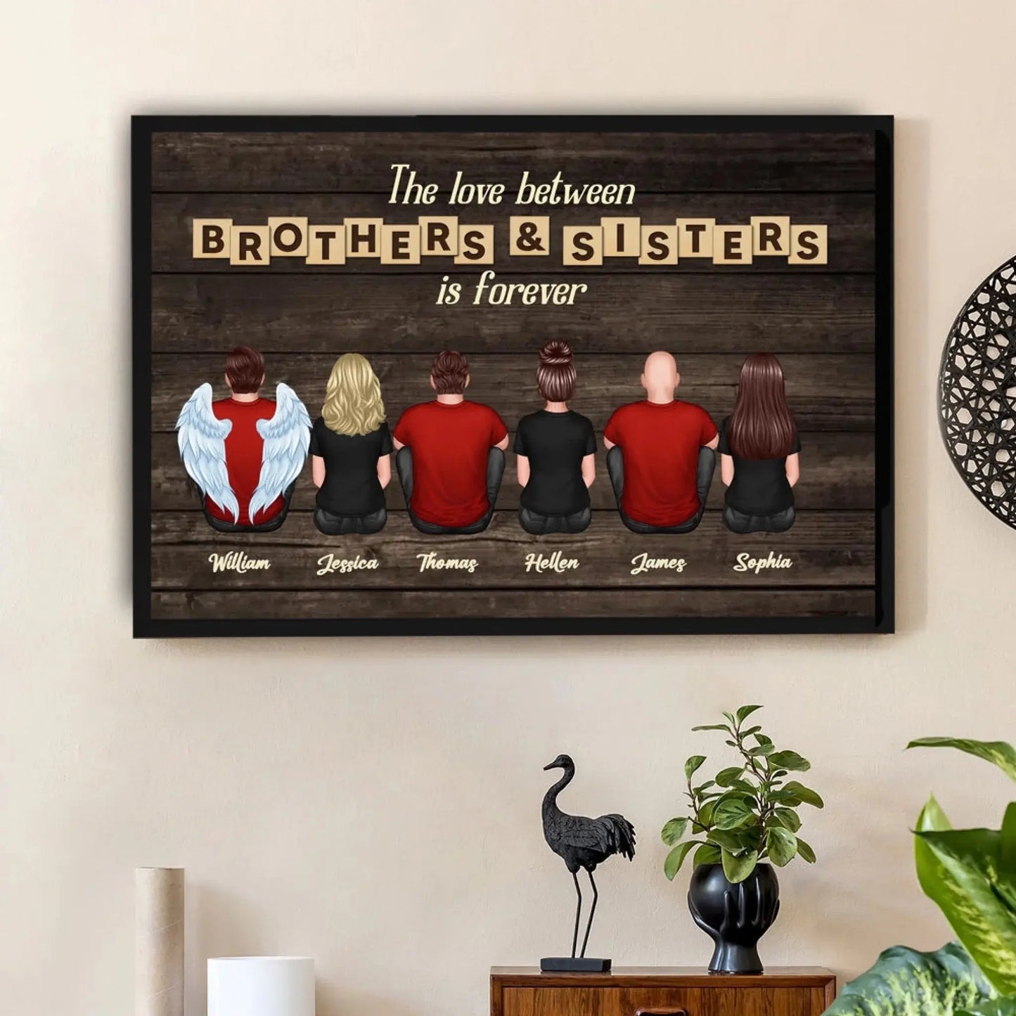 The Love Between Brothers & Sisters Is Forever – Personalized Cartoon Siblings Poster/Canvas with Names  Ezcustomize