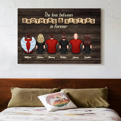 The Love Between Brothers & Sisters Is Forever – Personalized Cartoon Siblings Poster/Canvas with Names  Ezcustomize