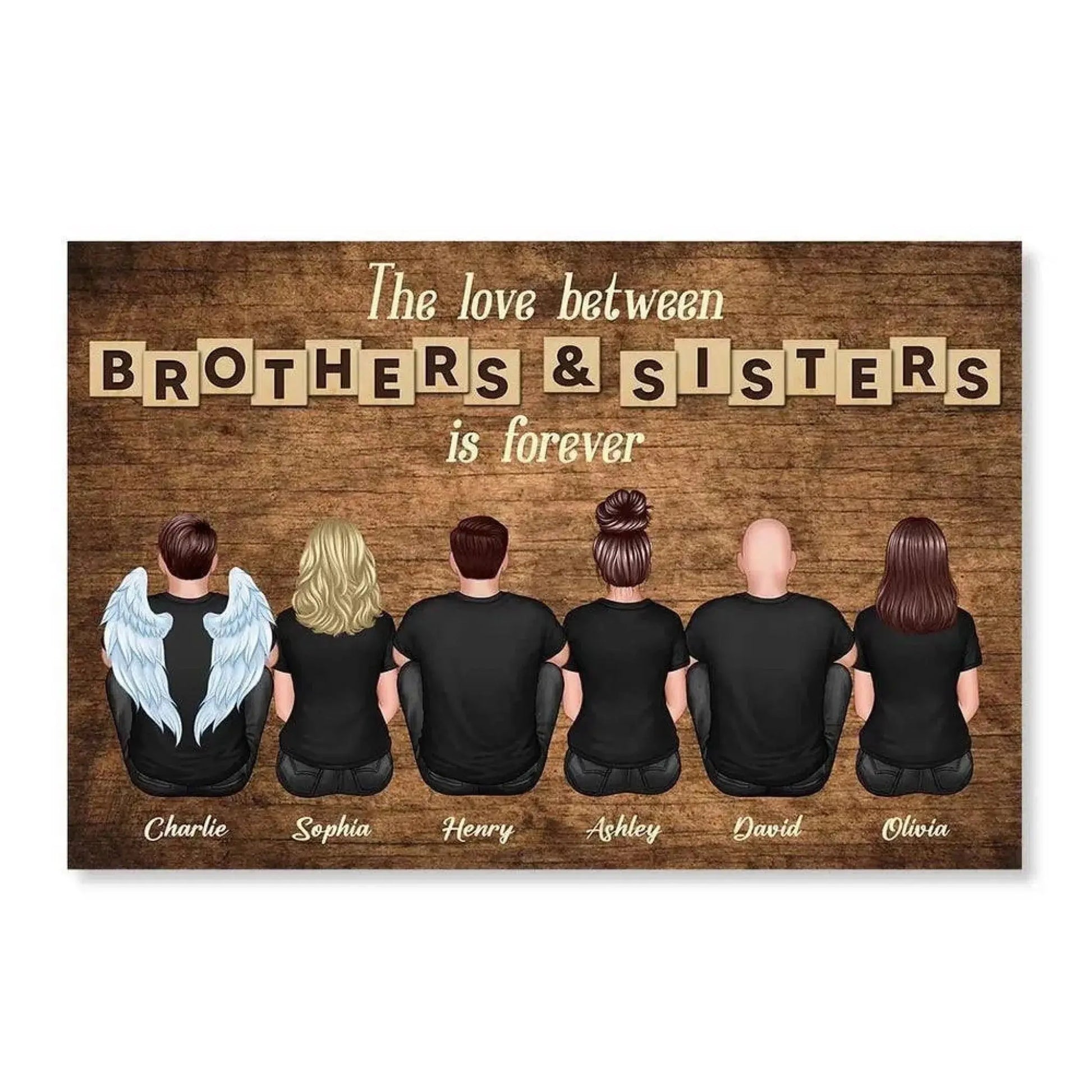 The Love Between Brothers & Sisters Is Forever – Personalized Cartoon Siblings Poster/Canvas with Names  Ezcustomize