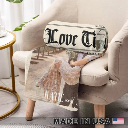 The Love Times Personalized Newspaper Blanket – Custom Couple Photo Blanket, Anniversary Gift, Unique Newspaper - Style Throw for Couples  Ezcustomize