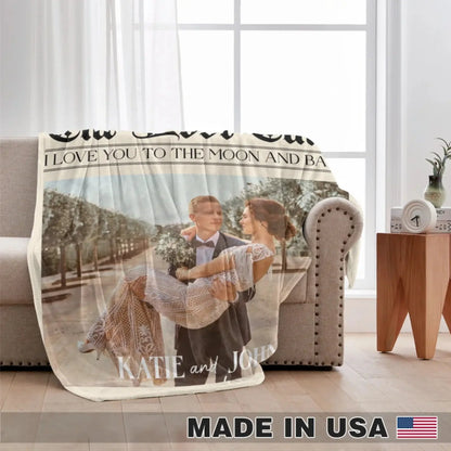 The Love Times Personalized Newspaper Blanket – Custom Couple Photo Blanket, Anniversary Gift, Unique Newspaper - Style Throw for Couples  Ezcustomize