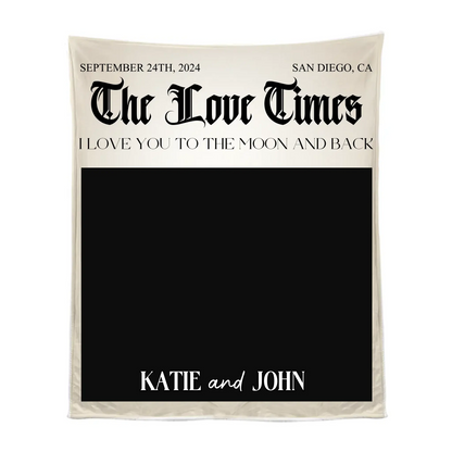 The Love Times Personalized Newspaper Blanket – Custom Couple Photo Blanket, Anniversary Gift, Unique Newspaper - Style Throw for Couples  Ezcustomize