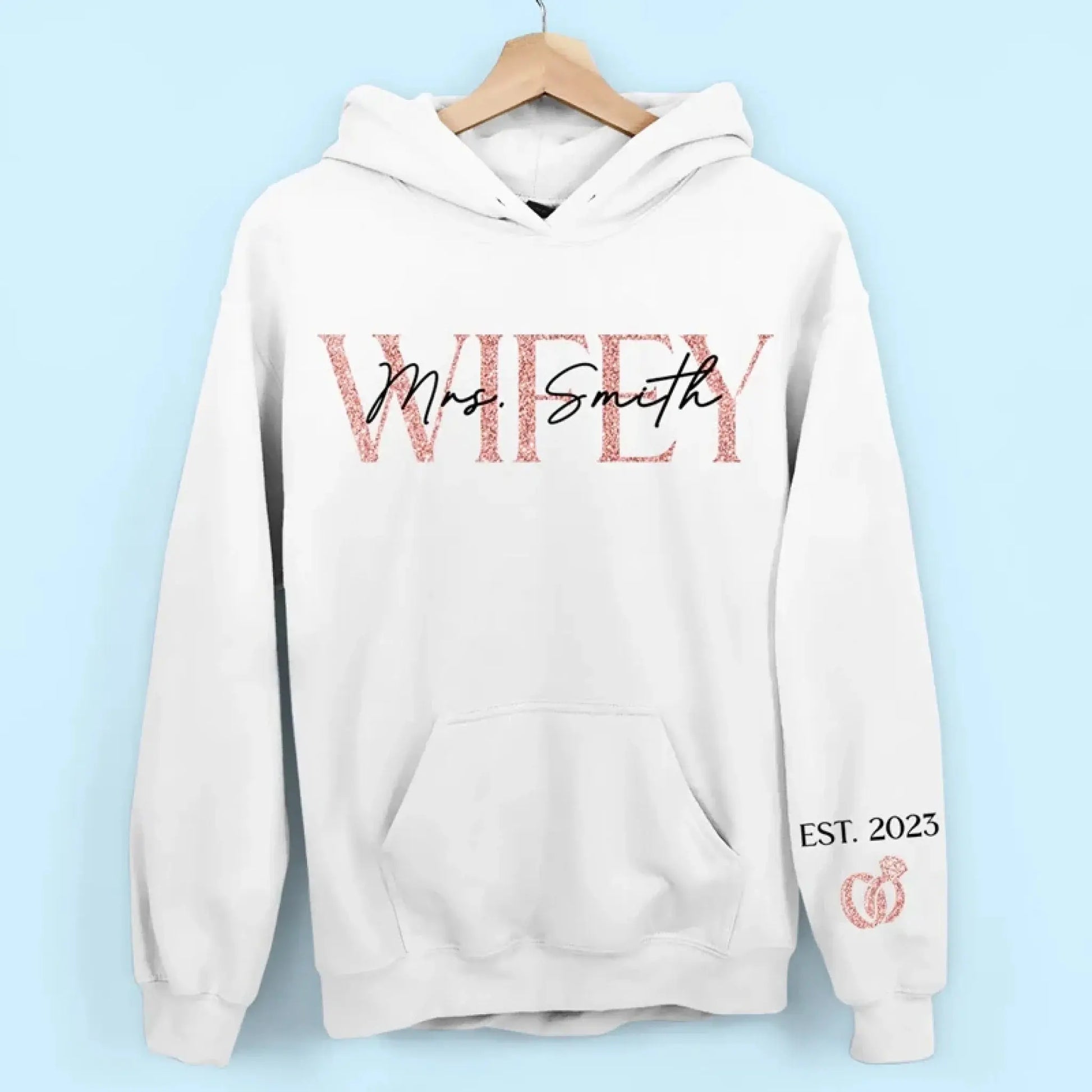 The Love of My Life My Wifey – Custom Unisex Sweatshirt & Hoodie with Sleeve Design – Personalized Gift for Husband, Wife, Him & Her  Ezcustomize