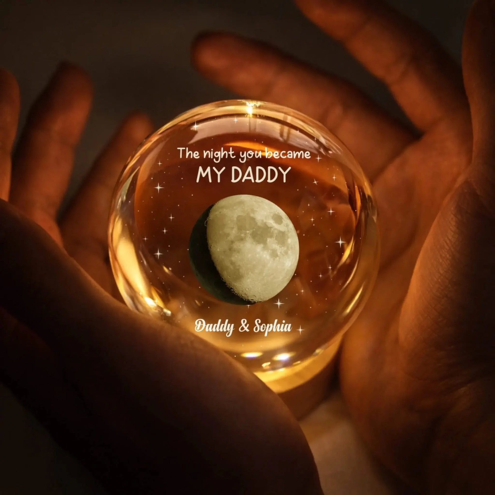 The Night You Became My Daddy Custom Moon Phase - Personalized Crystal Ball Lamp - Gift for Dad, New Dad, New Parent, Husband  Ezcustomize