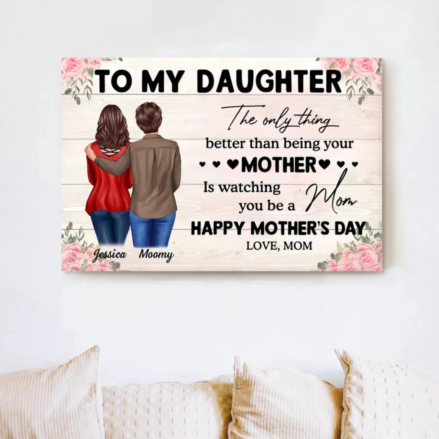 "The Only Thing Better Than Being Your Mother Is Watching You Be a Mom" Art – Personalized Poster/Canvas – Gift for Daughter from Mom on Mother’s Day or Birthday  Ezcustomize
