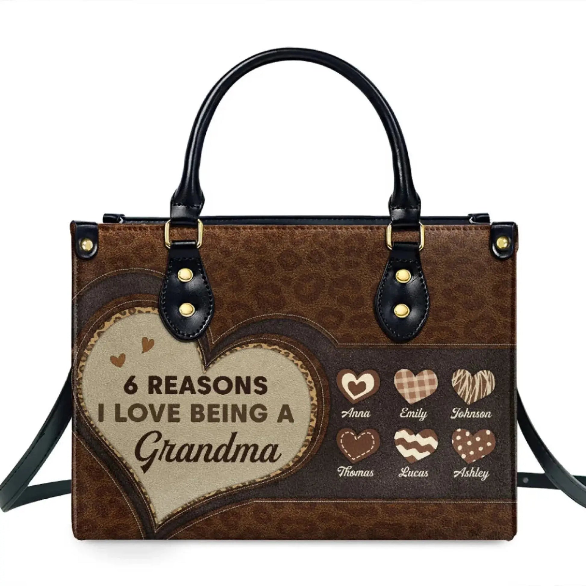 The Reason I Love Bag – Personalized Custom Leather Handbag with Names – Thoughtful Gift for Mom, Grandma, or Loved Ones  Ezcustomize