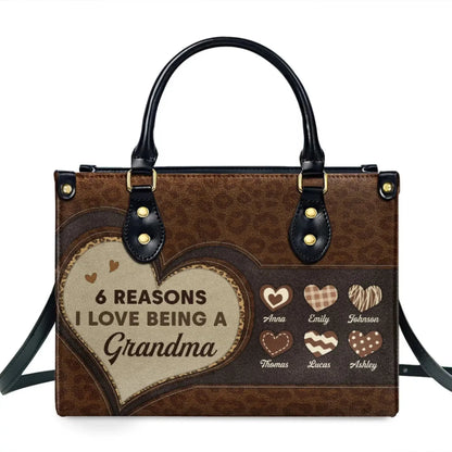 The Reason I Love Bag – Personalized Custom Leather Handbag with Names – Thoughtful Gift for Mom, Grandma, or Loved Ones  Ezcustomize