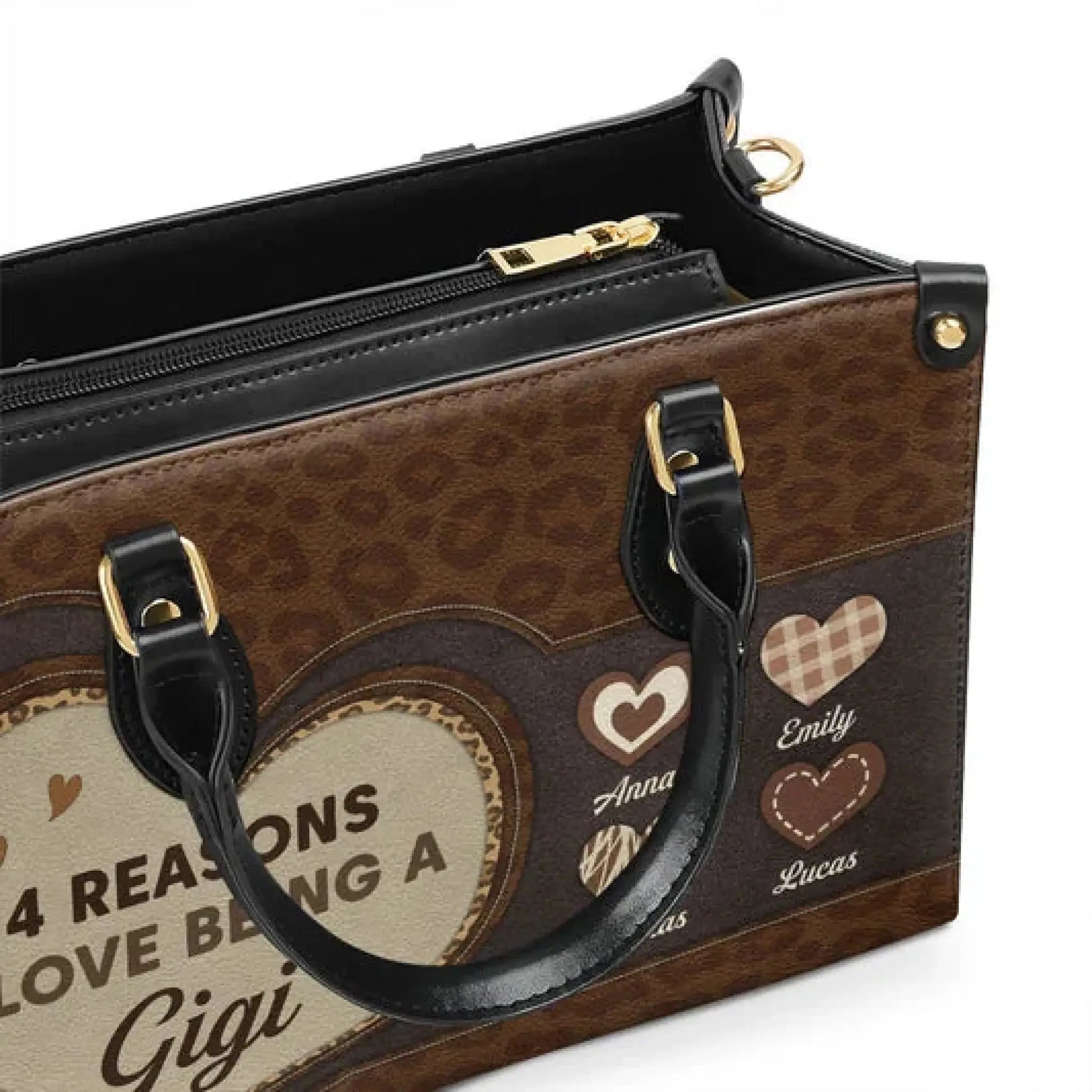 The Reason I Love Bag – Personalized Custom Leather Handbag with Names – Thoughtful Gift for Mom, Grandma, or Loved Ones  Ezcustomize
