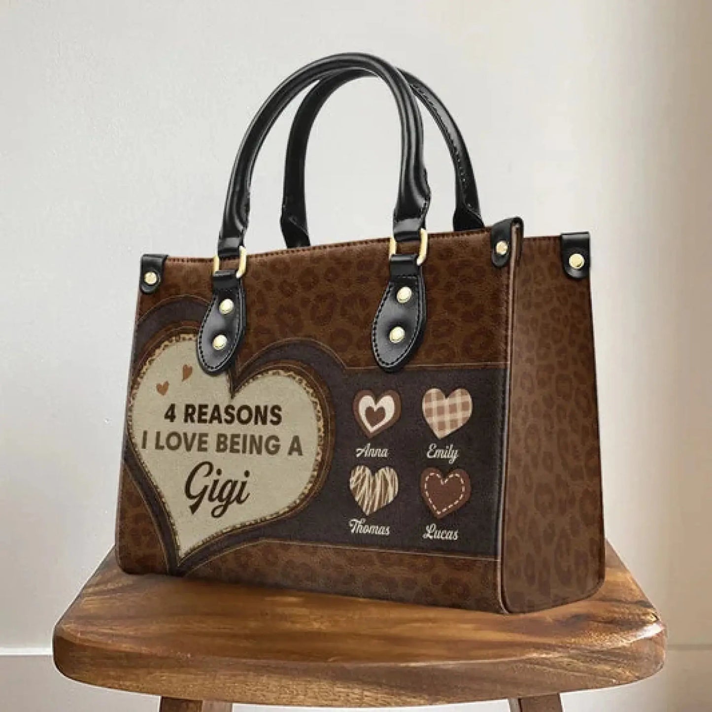 The Reason I Love Bag – Personalized Custom Leather Handbag with Names – Thoughtful Gift for Mom, Grandma, or Loved Ones  Ezcustomize